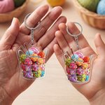 Personalized Knitted Yarn Ball Pattern Acrylic Keychain with Name Bag Charm Daily Use Birthday Gift for Knitting Lover Mom Grandma