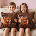 Personalised Comfortable Highland Cow Soft Cushion Cover with Name Home Decor Birthday Gift for Highland Cow Lovers Friends Kids