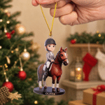 Personalised Cartoon the Horse and I Photo Acrylic Ornament with Text  Horseback Riding Birthday Gift for Horse Owners