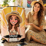 Personalized Comic Cartoon Style Photo Luggage Cover Fits 18-32 Inches Suitcase with Name Daily Use Travel Accessories Birthday Gift for Travel Lovers