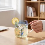 Personalised Butterfly Birth Flower 3D Heart Ornament Heat Resistant Glass Mug with Name Mother's Day Birthday Gift for Mum Woman