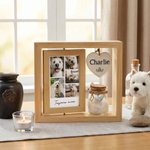 Cadre mémorial personnalisé avec 1 à 9 photos nom et texte - Décoration avec fiole à poils d'animaux - Cadeau pour les amoureux d'animaux de compagnie