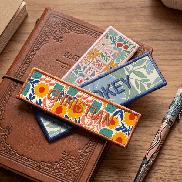 Personalised Vintage Flower Bookmark with Embroidered Name Reading Birthday Graduation Gift for Book Lovers Bookworms