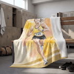 Personalised Watercolor Marathon Themed Soft Throw Blanket with Photo and Name Home Decor Marathon Race Day Birthday Gift for Marathon Runners
