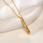 Personalized Medical Alert Bar Necklace with 1-4 Sides Text Birthday Gift for Women Patients