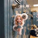 Personalised Cheerleading Cartton 3D-Style Character Artwork Plush Photo Keyring Bag Charm Birthday Anniversary Gift for Cheerleader