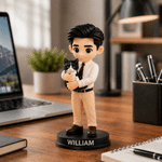 Personalized 3D Cartoon Character Photo Figurine Ornament with Name Desktop Decoration Birthday Anniversary Gift for Pet Parents Family