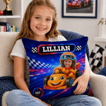 Personalised Fantasy Racing Car Photo Soft Cushion Cover with Name Home Decor Back to School Birthday Gift for Kids