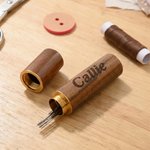 Personalised Minimalist Wooden Needle Storage Case with Engraved Name Daily Use Birthday Gift for Sewing Lovers