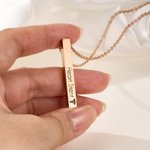 Personalized Medical Alert Bar Necklace with 1-4 Sides Text Birthday Gift for Women Patients