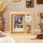 Cadre mémorial personnalisé avec 1 à 9 photos nom et texte - Décoration avec fiole à poils d'animaux - Cadeau pour les amoureux d'animaux de compagnie
