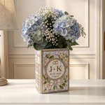 Personalised Flower Book Shape Ceramic Vase with Initials and Date Home Garden Decor Wedding Birthday Anniversary Gift for Bride Book Lover