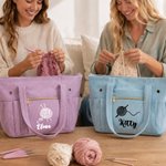 Große, individuell gestaltete, gehäkelte Cord-Tragetasche mit Motiv und Namenszug – Alltagsbegleiter und Geburtstagsgeschenk für Häkelfreundinnen, Mütter und Großmütter