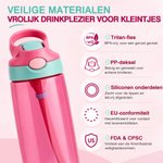 Gepersonaliseerde doorzichtige waterfles of thermosfles met cartoonfiguur en naam cadeau voor nieuw schooljaar of verjaardag