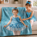 Personalized Oil Painting Style Ballet Girl Photo Soft Throw Blanket with Name Living Room Decor Birthday Gift for Girls Ballet Lovers