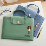 Personalised Cartoon Character PU Leather Briefcase with Name and Handle Office Accessory Graduation Appreciation Gift for Teachers