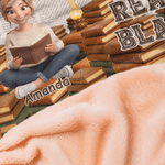 Personalised Book Themed 3D-Style Character Artwork Photo Soft Throw Hooded Blanket with Name and Text Book Club Birthday Gift for Bookworms Readers