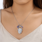 Personalized Antique Victorian Locket Birthstone Necklace with Photo and Text Dainty Jewelry Memorial Birthday Gift for Women