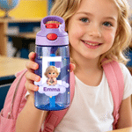 Personalized Cartoon 3D-Style Character Artwork Star Cloud 16 oz Water Bottle with Name and Initial Daily Use Birthday Gift for Boys Girls
