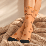 Personalized Fall Pumpkin Maple Leaf Flower Cozy Warm Socks with Name Birthday Anniversary Gift for Friends Family