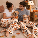 Personalized Halloween Theme Witch Hat Ghost Pumpkin Pet Face Photo Soft Pajama Pants with Name Halloween Gift for Pet Owner Lover