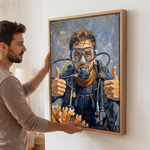 Personalized Oil Painting Style Diver Portrait Canvas Prints with Name Home Decor Ship from USA Birthday Housewarming Gift for Diving Lover Instructor
