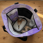 Personalised Watercolor Style Pet Photo Bone Paw Print Tote Bag with Zipper and Name Daily Outdoor Use Travel Birthday for Pet Lover