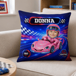 Personalised Fantasy Racing Car Photo Soft Cushion Cover with Name Home Decor Back to School Birthday Gift for Kids