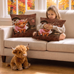 Personalised Comfortable Highland Cow Soft Cushion Cover with Name Home Decor Birthday Gift for Highland Cow Lovers Friends Kids