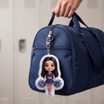 Personalised Cheerleading Cartton 3D-Style Character Artwork Plush Photo Keyring Bag Charm Birthday Anniversary Gift for Cheerleader