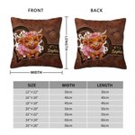 Personalised Comfortable Highland Cow Soft Cushion Cover with Name Home Decor Birthday Gift for Highland Cow Lovers Friends Kids