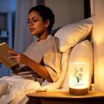 Personalised Birth Flower Dimmable Adjustable Colour Touch Control Rechargeable Night Light with Name Bedroom Decor Birthday Gift for Woman