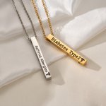 Personalized Medical Alert Bar Necklace with 1-4 Sides Text Birthday Gift for Women Patients