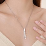 Personalized Medical Alert Bar Necklace with 1-4 Sides Text Birthday Gift for Women Patients