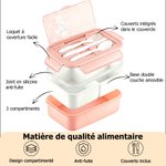 Boîte repas personnalisée avec nom et dessin d'animal à l'effet aquarelle - Couverts inclus - Cadeau de rentrée scolaire pour les enfants