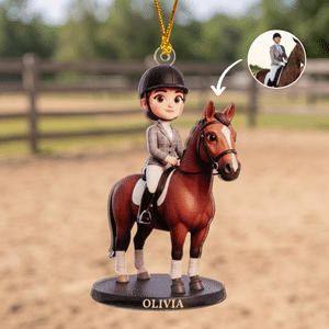 Personalised Cartoon the Horse and I Photo Acrylic Ornament with Text  Horseback Riding Birthday Gift for Horse Owners