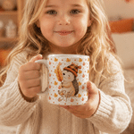 Personalized Autumn Fall Maple Leaf Cartoon Animal Multicolour 11 oz 15 oz Ceramic Mug with Name Daily Use Autumn Back to School Birthday Gift for Kids
