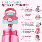 Gepersonaliseerde doorzichtige waterfles of thermosfles met cartoonfiguur en naam cadeau voor nieuw schooljaar of verjaardag