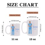 Personalized Birth Flower Cartoon Character Photo 11 oz 15 oz Ceramic Coffee Mug with Name and Text Nurses' Day Birthday Gift for Nurse Doctor