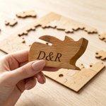 Personalized Cute Cat Shape Wooden Jigsaw Puzzle Box Lid Holder with Engraved Text Jigsaw Puzzles Tool Birthday Game Night Gift for Puzzle Lovers