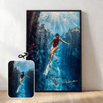 Personalized Oil Painting Style Diver Portrait Canvas Prints with Name Home Decor Ship from USA Birthday Housewarming Gift for Diving Lover Instructor