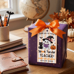 Personalised Teacher Ghost Pattern Tag with Name and Bow Ribbon Daily Use Halloween Gift for Teachers