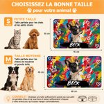 Tapis d'alimentation personnalisé avec photo et nom - Effet graffiti à l'huile - Cadeau d'anniversaire pour propriétaires d'animaux de compagnie