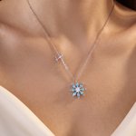 Personalized Flower Shape Birthstone Necklace with Name Daily Wear Anniversary Gift for Women Besties