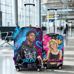 Personalized Graffiti Art Style Photo Luggage Cover Fits 18-32 Inches Suitcase with Name Daily Use Travel Birthday Gift for Travel Lovers Family