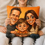 Personalised Exaggerated Comic Photo Cushion Cover with Text Home Decoration Anniversary Valentine's Day Birthday Gift for Couple Family Friends
