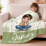 Personalised Polka Dot Cartoon Character Photo Soft Throw Blanket with Name Home Decor Birthday Children's Day Gift for Kids