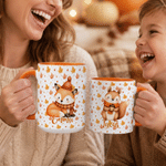 Personalized Autumn Fall Maple Leaf Cartoon Animal Multicolour 11 oz 15 oz Ceramic Mug with Name Daily Use Autumn Back to School Birthday Gift for Kids