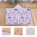Personalised Multicolour Volleyball Bow Word Cloud Hoodie Blanket with Name Home Decor Birthday Gift for Volleyball Players