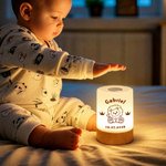 Personalisiertes Line-Art Nachtlicht mit Babytieren & Namen | Dimmbar | 15h Akku | Kinderzimmer Deko | Tauf- & Geburtstagsgeschenk für Kinder & Babys